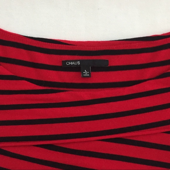 CHAUS Red & Black layered knit top  Size L NWOT - Picture 5 of 7